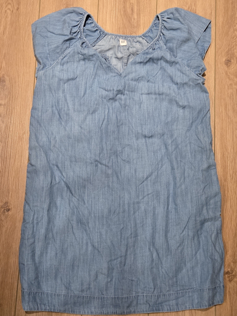 Light Blue Denim-Style Cap-Sleeve Women's Dress